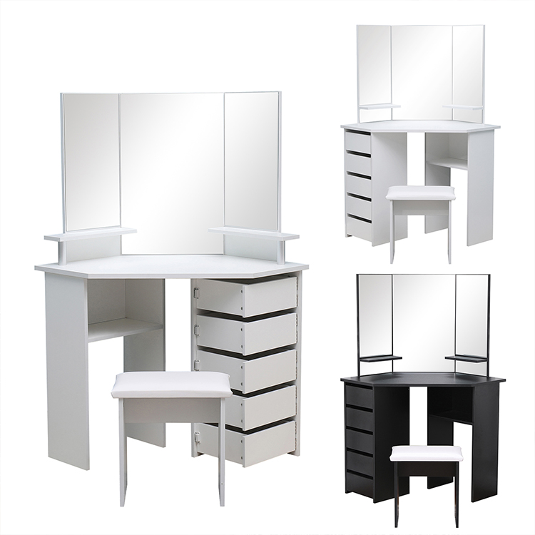 Factory price mirrored vanity dresser set with 4 drawers make up desk girl's bedroom dressing table