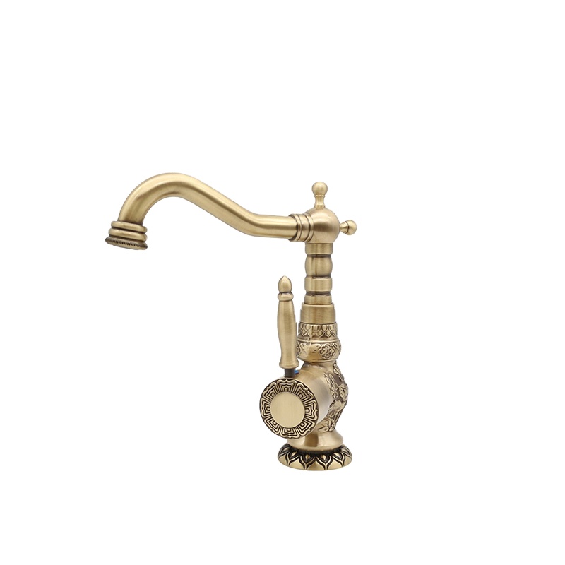 BANGQI Retro Brass Basin Mixer Antique Kitchen and Bathroom Faucet with Ceramic Valve Core for Cold Water Access