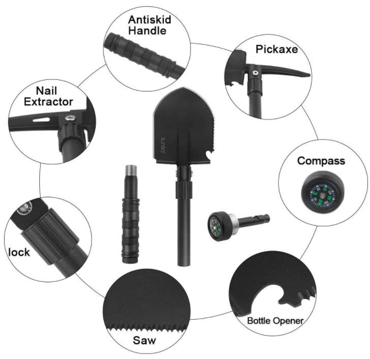 black Outdoor Multifunction Survival Shovel Mini Folding Camping Shovel Camping outdoor shovel