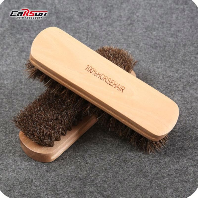 100% Car Wash Brush Genuine Horsehair Leather Bristles BuffingDetailing Cleaning Polishing Solid Wood Car Wash Brush
