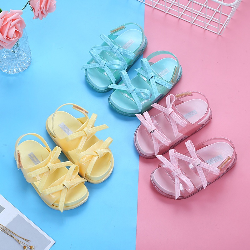 Lovely baby closed toe sandals Double bow decoration soft comfortable kids sandals charming Safety children footwear