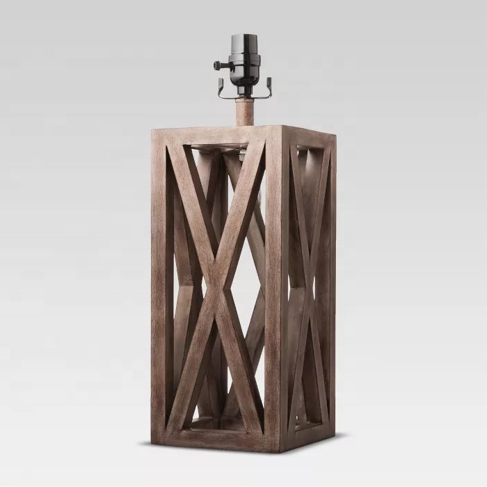 Bed Lighting Nordic Bed Side Decoration Modern Luxury Washed Wood Brown Box Large Lamp Base