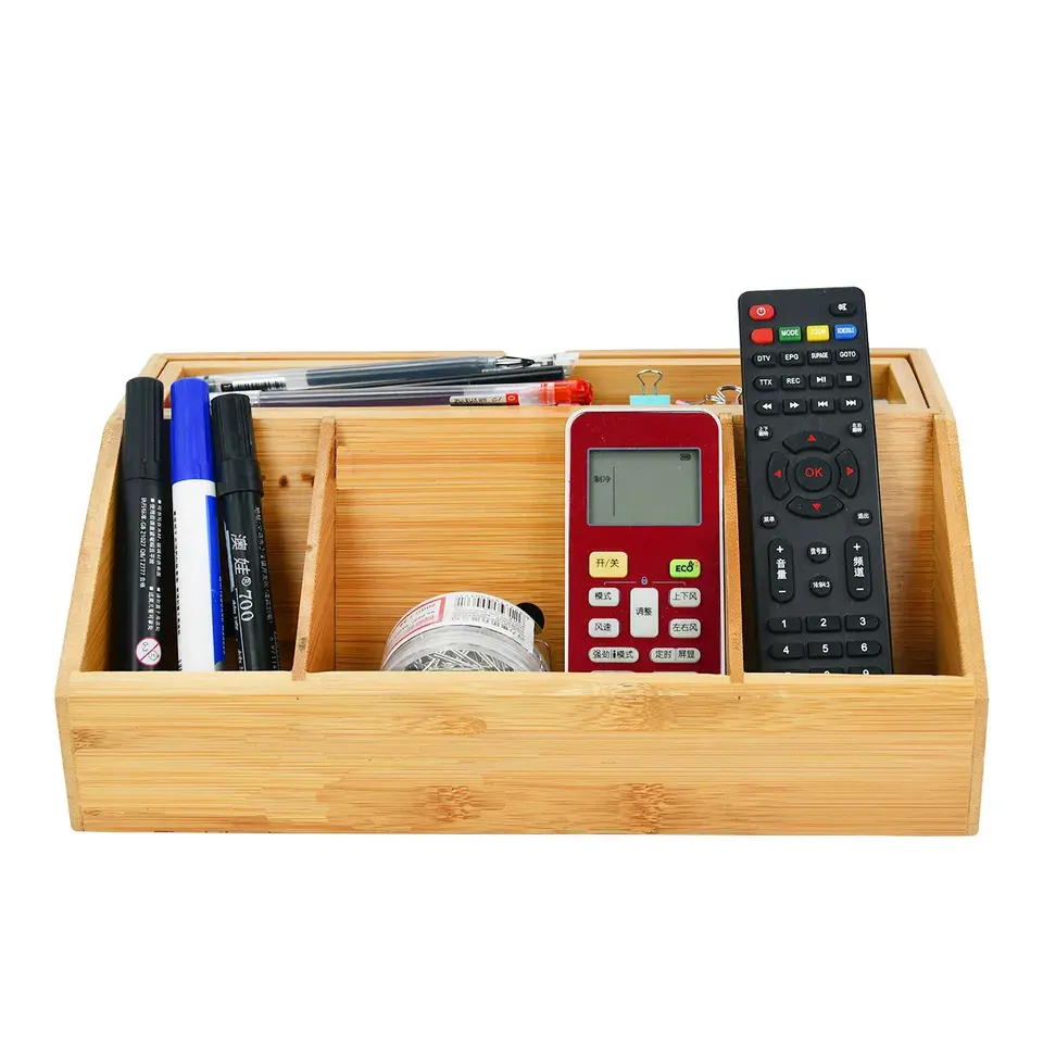 Youlike 100% Natural Bamboo 3 Tier Desk Organizer With Drawer With 2 Pen Storage Multi-function Computer