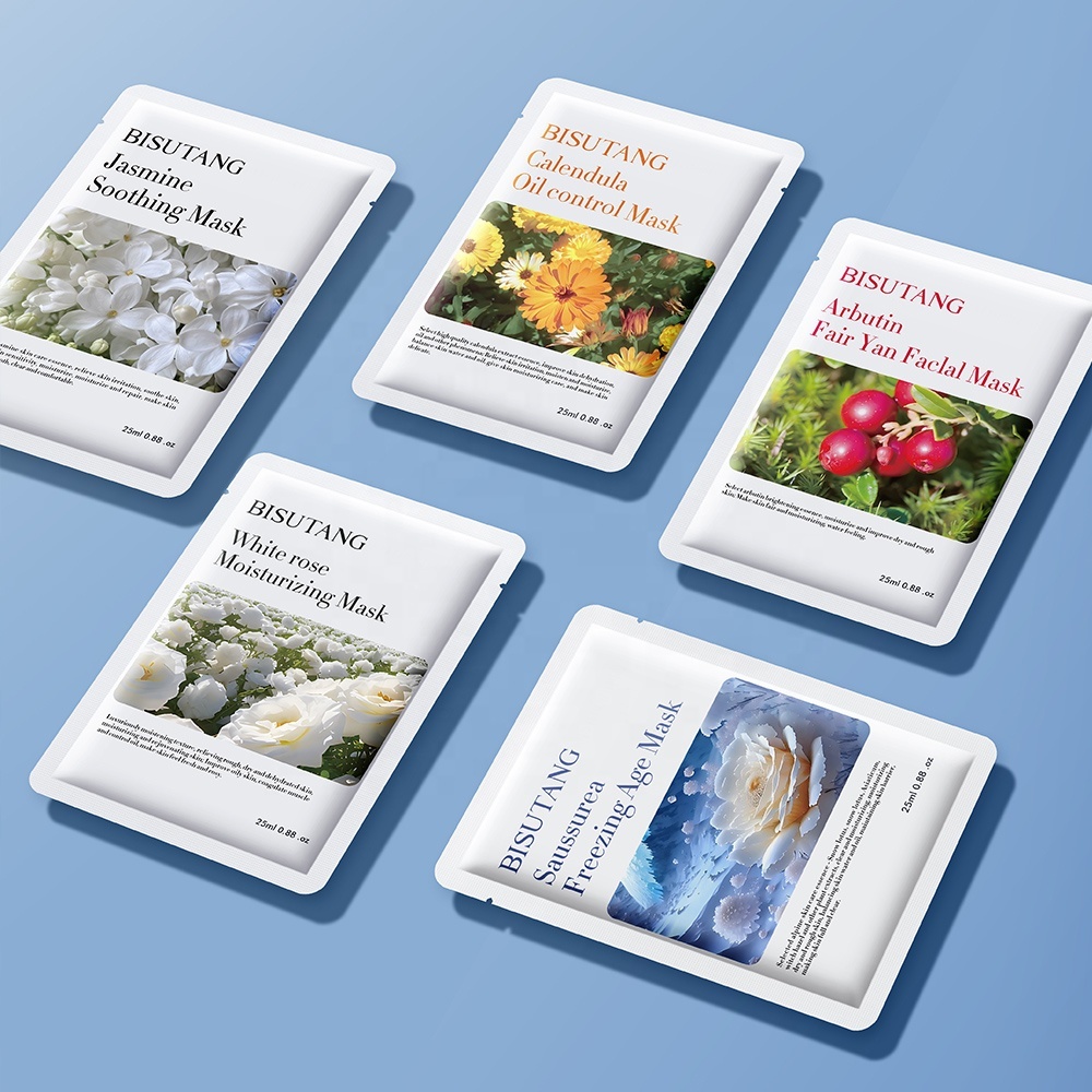 BISUTANG Chinese Wholesale Price Skin Care Facial Sheet Mask Natural Plant Flower Extract Moisturizing Face Mask