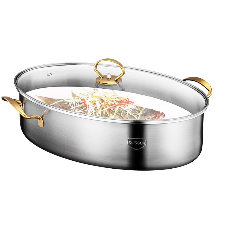 SS304 stainless steel fish steamer stainless steel soup pot multiple handles available