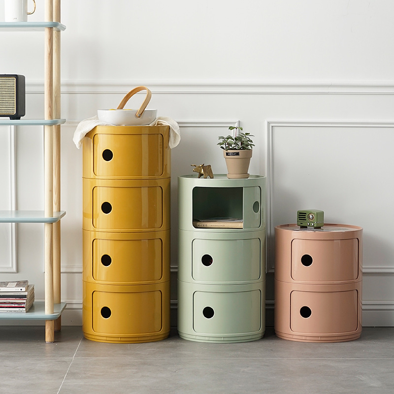 Modern Simple Design ABS Material Round Storage Drawers Living Room Cabinets Multi Layers Stackable Storage Box