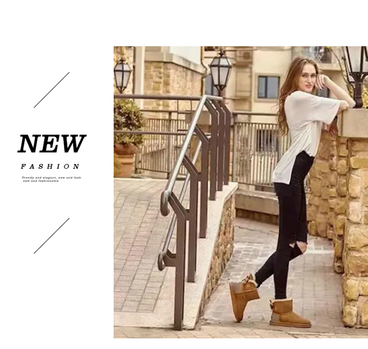 Wholesale Fashion Genuine Waterproof Australian Sheepskin Snow Slipper Boots Women's Leather Ankle Boots Fall Boot