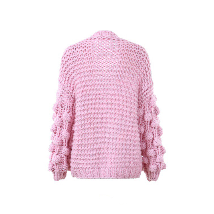 Fashion Puff Sleeve Knitted Cardigan Chunky Sweater Women