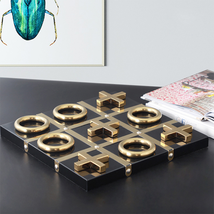 Desktop decor hand-made wooden craft x o chessboard luxury Tic Tac Toe chess board game handicraft