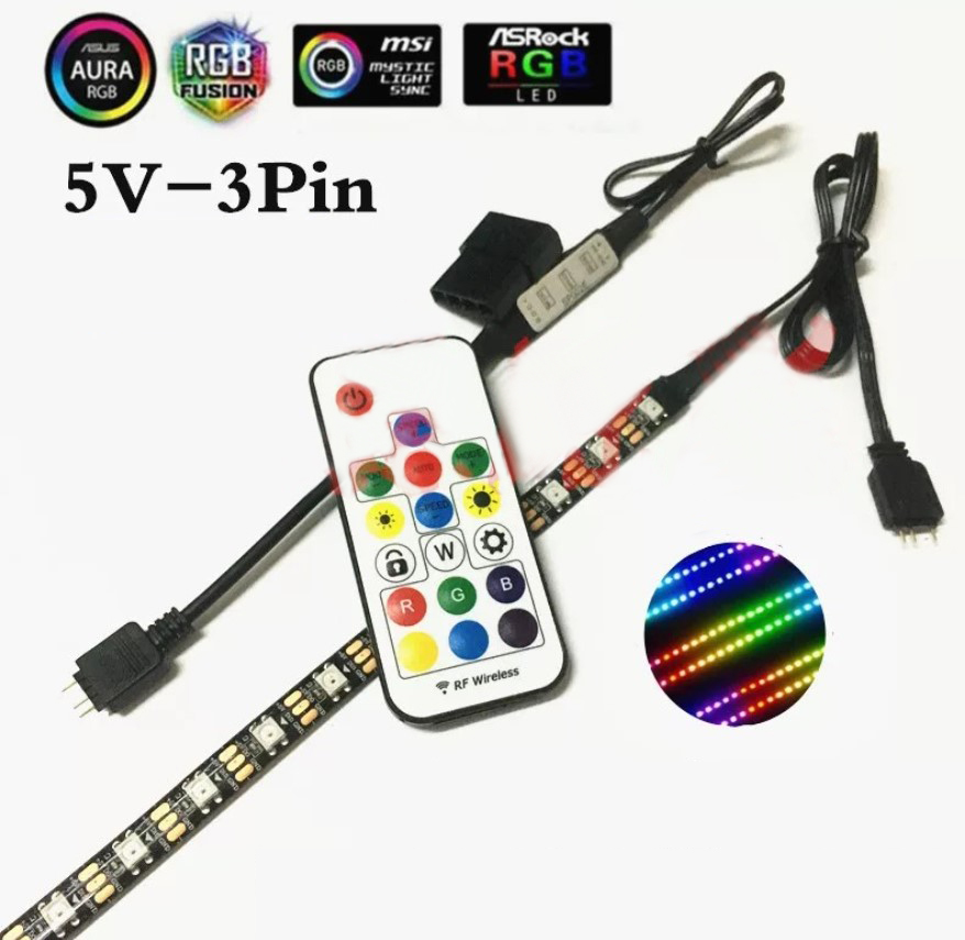 SATA контактные данные ПК ARGB светодиодной подсветкой rgb светодиодные ленты с РФ беспроводной пульт дистанционного управления через магнитную для корпуса компьютера украшения