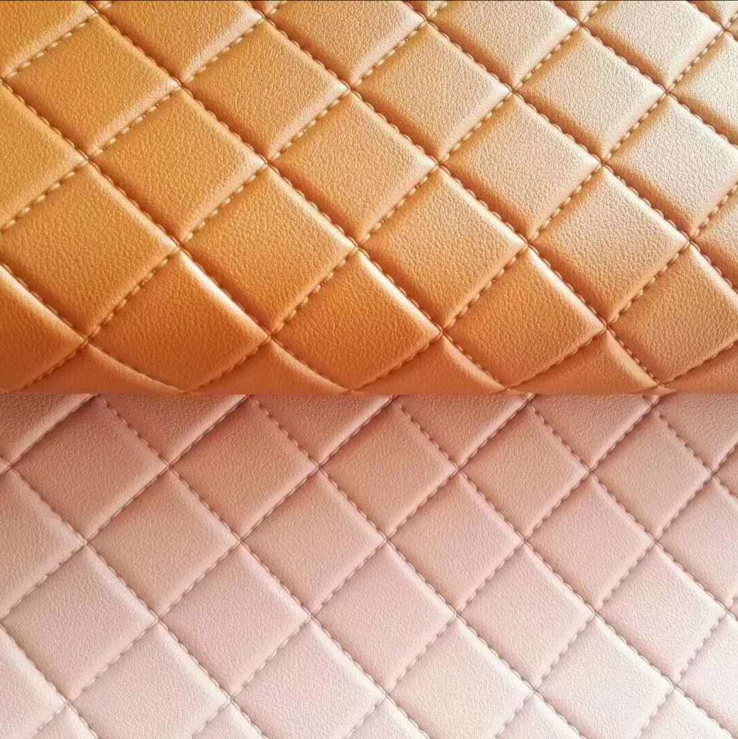 embroidery quilted PVC artificial synthetic leather with sponge for Shoes Bags Material