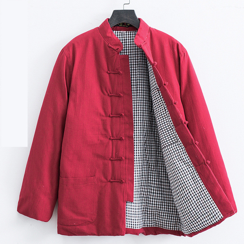 Traditional Chinoiserie hand-buttoned winter cotton jacket Chinese-style extra fat and extra warm cotton-padded clothes