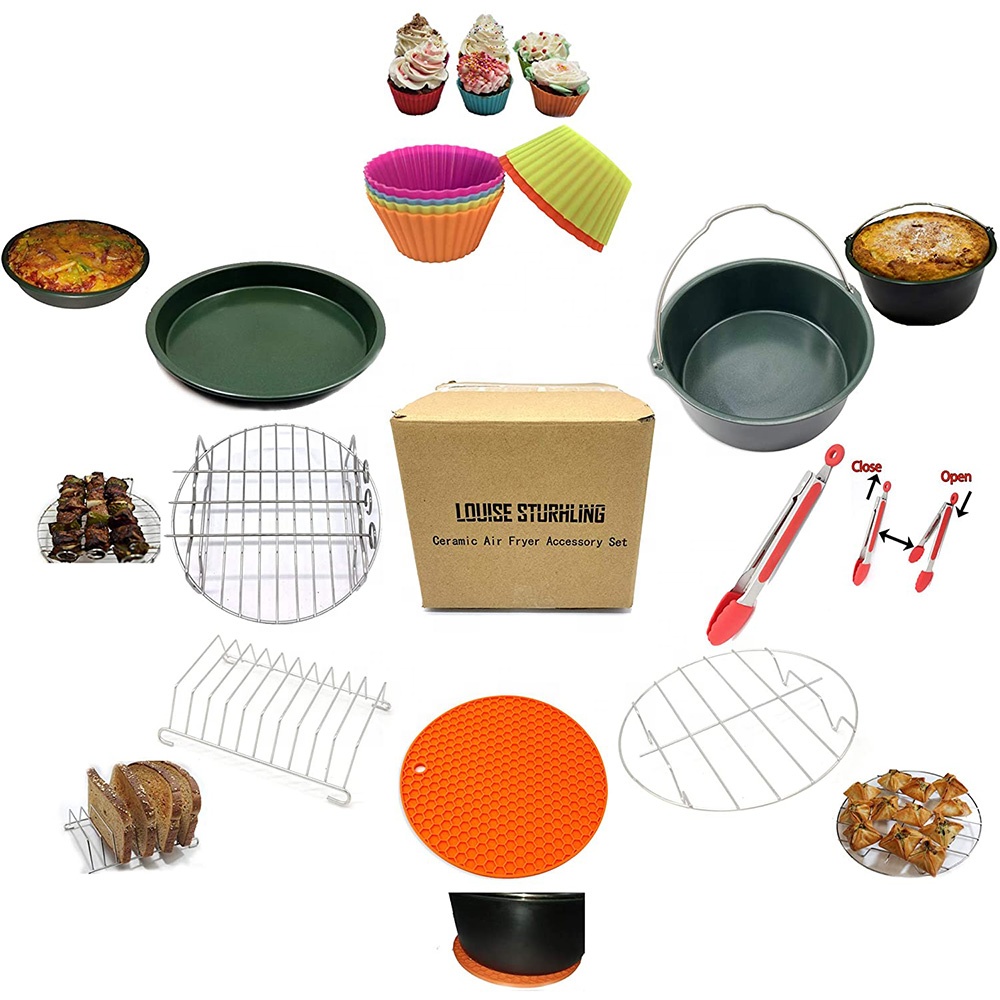 8 PCS Healthy Ceramic Air Fryer Accessories BPA Free, Lead free, Cadmium free