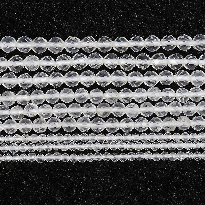 2mm 3mm 4mm Natural Micro Faceted Clear Crystal Quartz Loose Bead, Rock Crystals Stone Beads For DIY Jewelry Making