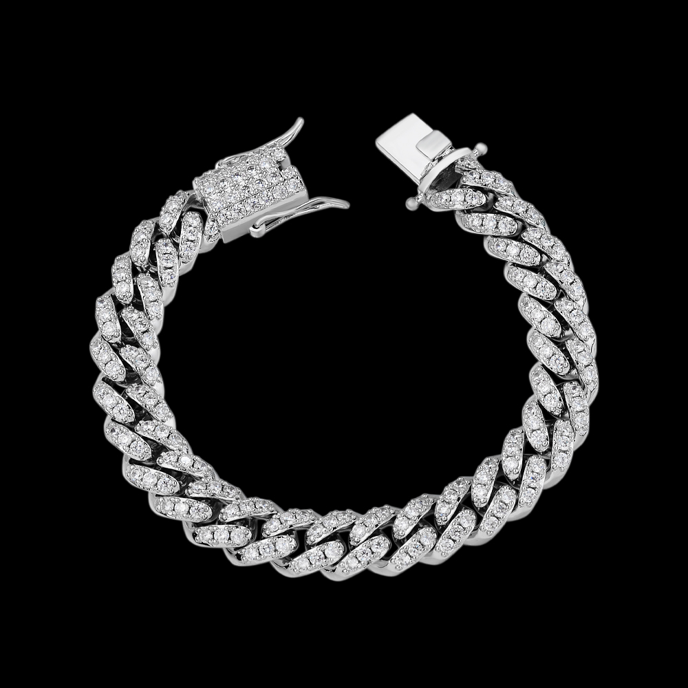 Bling большие мужские 925 серебряные серьги 18K позолоченный синтетический бриллиант Майами КУБИНСКИЙ звено цепи браслеты