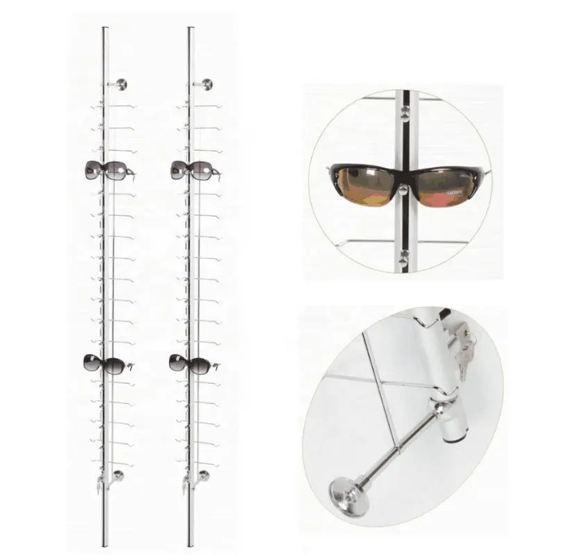 wholesale flexible aluminum metal lockable optical eyewear display rods