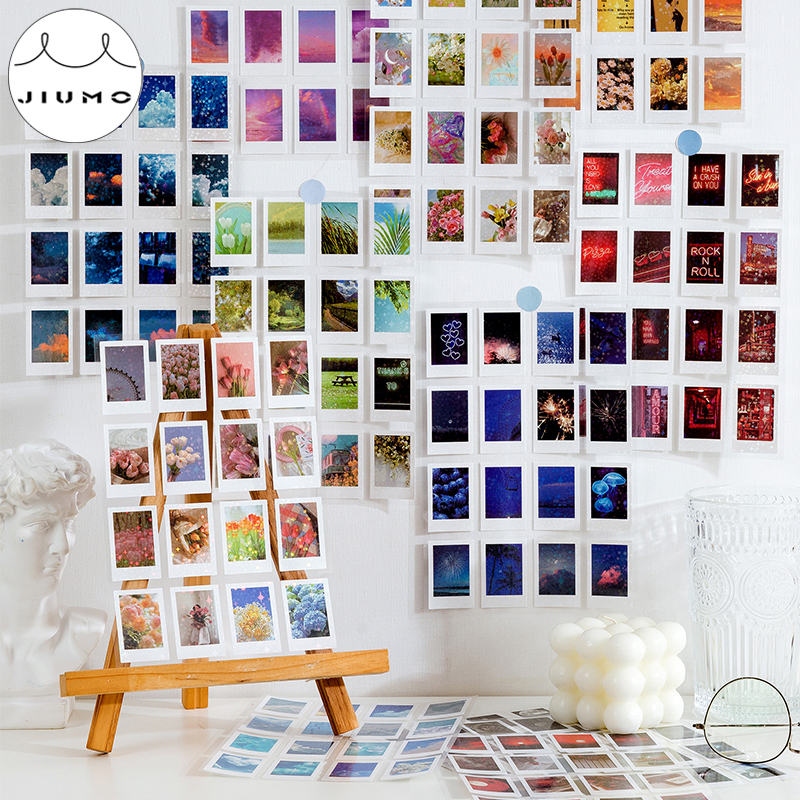 8 Design Coated Paper Laser Die-Cut Flat Sheet Stickers Going To Four Seasons Series Sticker Album Decoration Stickers JIUMO