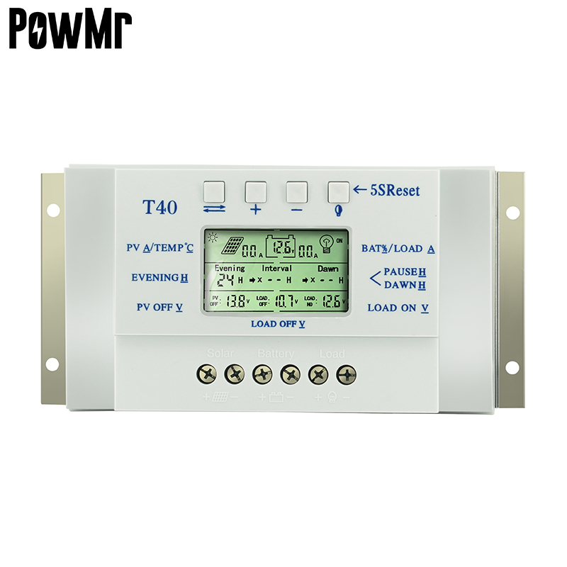 PowMr MPPT 40A 12/24 V Авто контроллер заряда с одним интерфейсом инструкции T40