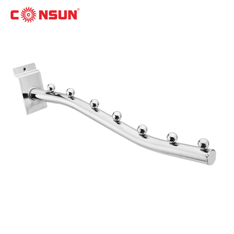 Supermarket Hardware Waterfall Clothes Hanging Bracket Mesh Display Hook Retail Slatwall Wire Metal Chrome Hook