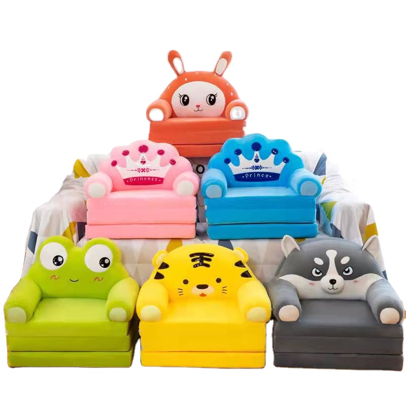 Soft Plush Baby Sofa Bed with Customizable Cotton Skin and Animal Design for Kids' Play Area