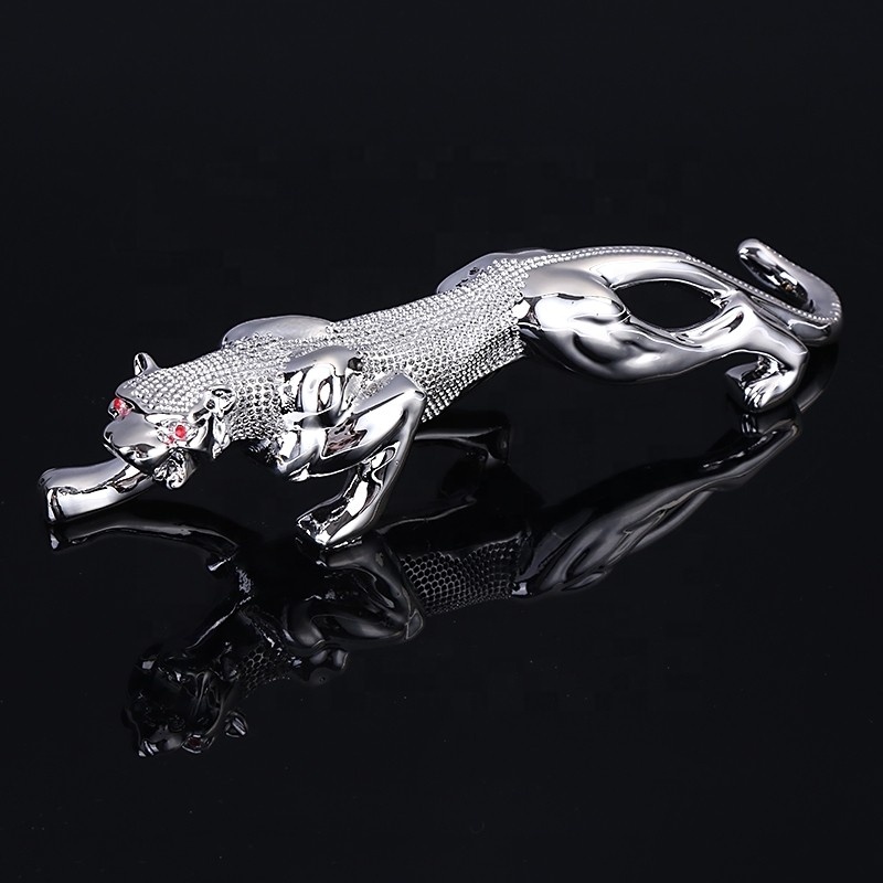 Exquisite Resin Leopard Miniature Handmade Rhinestone Panther Figurine Wildlife Adornment Gift and Craft Trinket Accessories