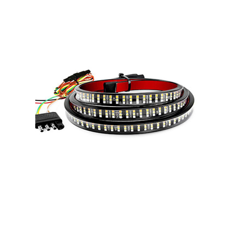 60Inch LED Tailgate Light Bar Triple Row 504 LEDs Tailgate Strip Light Red Running Brake Amber Turn Signal Strobe White Reverse