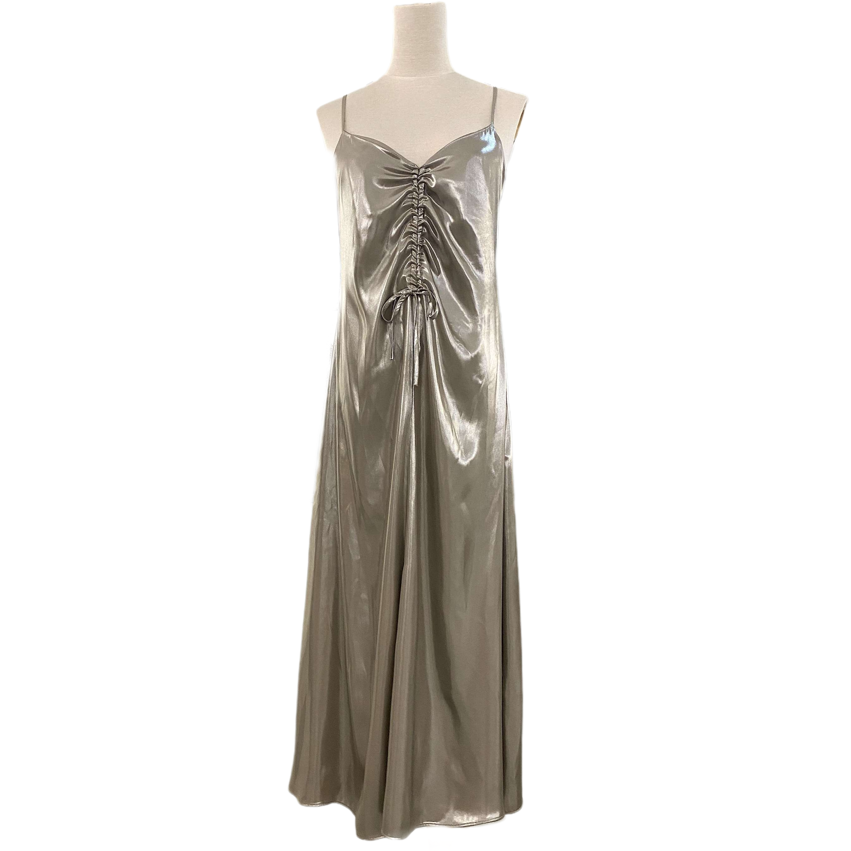 2021 women hot high street fashion front drawstring sling cami maxi dress for party