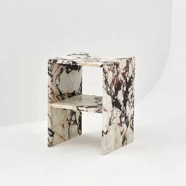 SHIHUI Customized Natural Stone Luxury Living Room Furniture Bed Sofa Side Popular Calacatta Viola Marble Side End Table