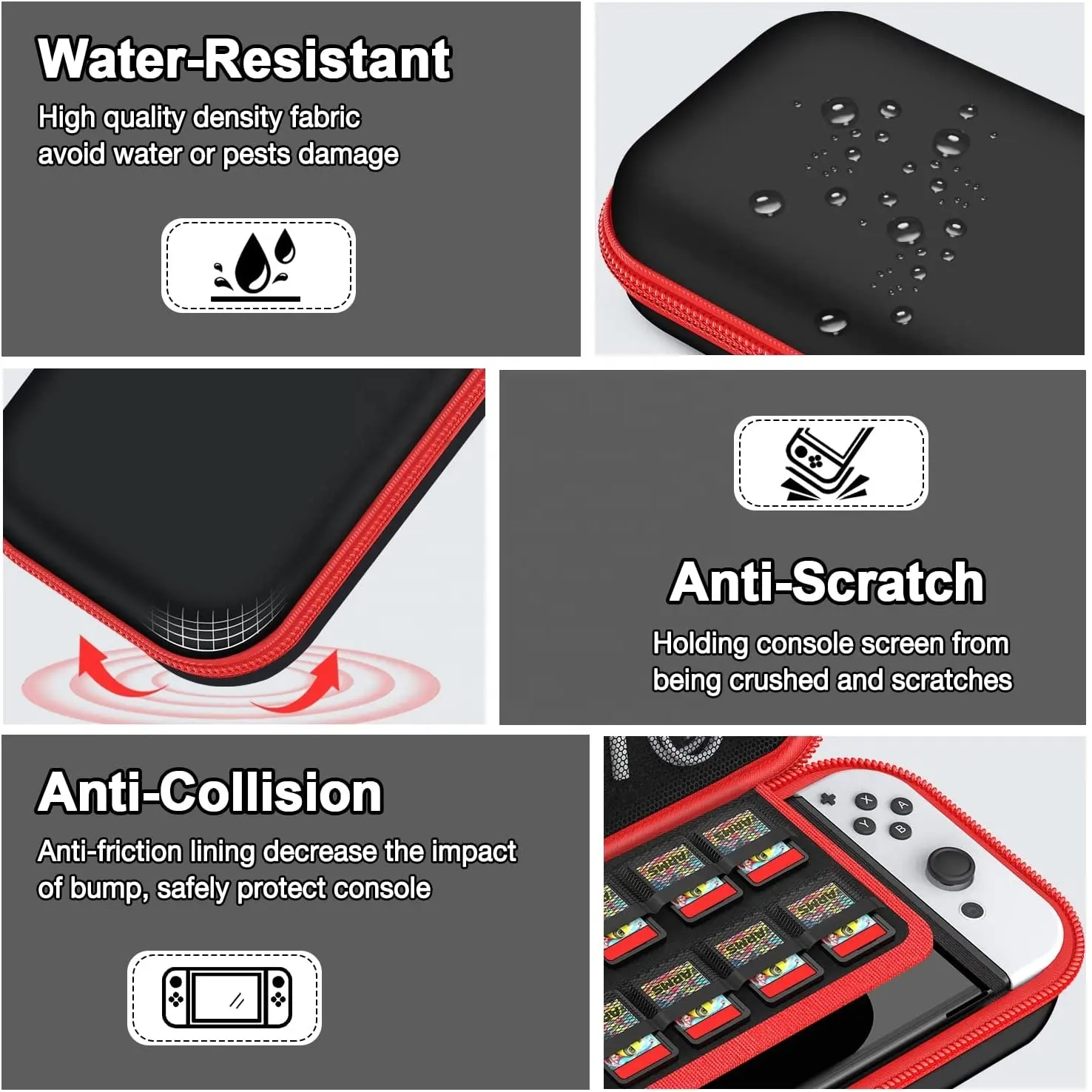 Black Red Blue White Oxford Hard Eva Portable Carrying Case Storage Bag For Nintendo Switch Oled Console