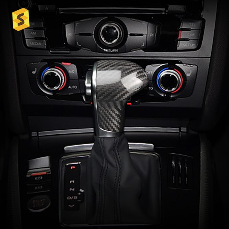 ES Car Decoration Accessories A4 A5 Q5 A6L Q7 A7 S6 S7 Carbon Fiber Auto Gear Shift Knob For Audi