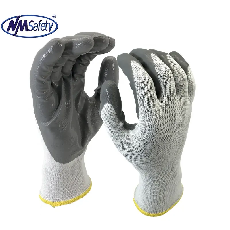 NMSAFETY ANSI Nitrile Coat Gloves Custom Nitrile Coated Work Gloves for Work Guante Nitrilo Industrial