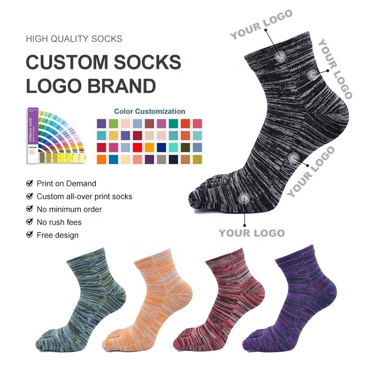 Funny Durable Five-Finger Men Crew Socks Cotton Athletic Running Ankle Comfort Mens Toe Socks