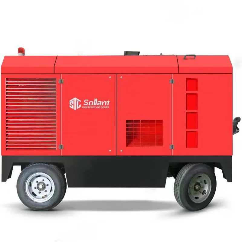 Sollant 13/20 Bar 350cfm diesel portable Compressor Towable Compressor diesel powered for drilling rigs and mining