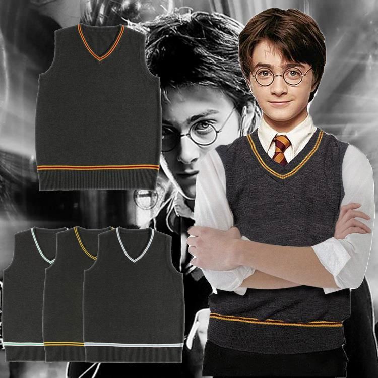 Luxury New Knitted Slytherin Hufflepuff Ravenclaw harry styles sweater vest potter costume cosplay costume