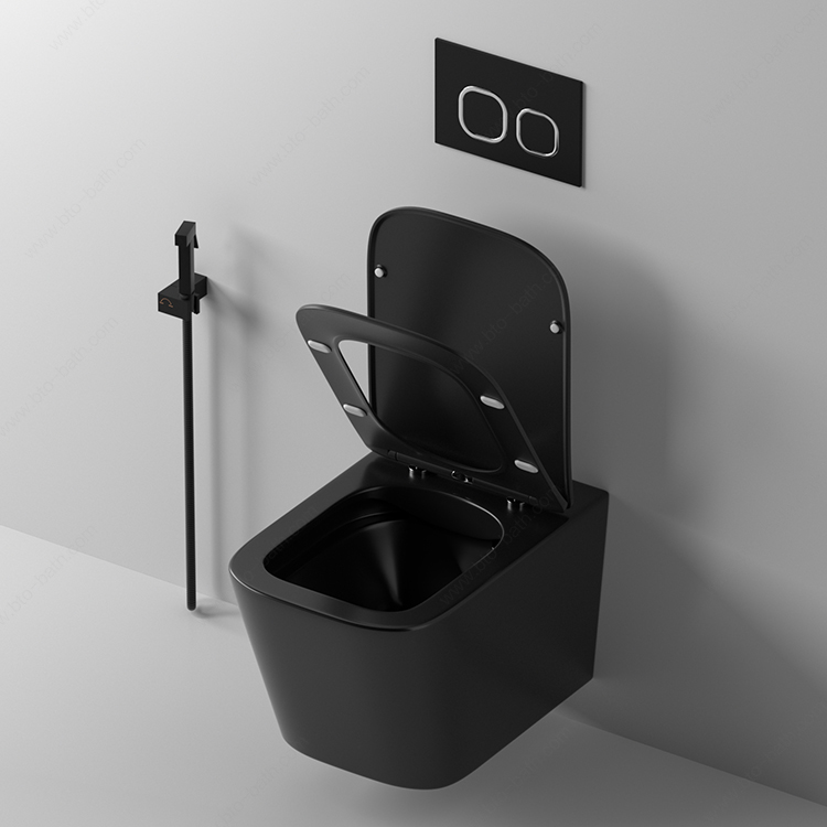 Color toilet luxury design wall mount matte black ceramic WC bowl rimless bathroom wall hung toilet