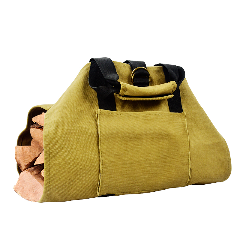 Wood Carrying Bag Fireplace Carrier Waxed Firewood Canvas Log Carrier Tote Bag