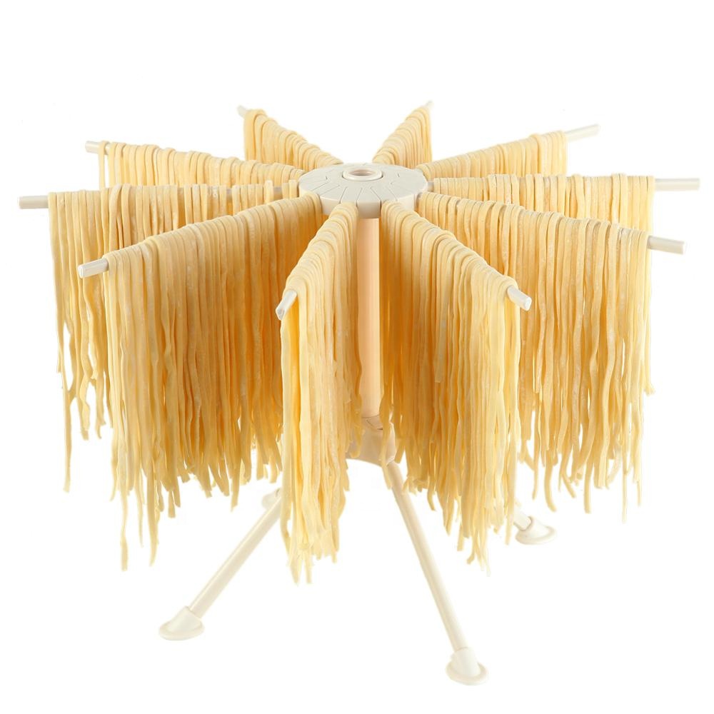 Plastic pasta noodle drying rack with 10 handles white