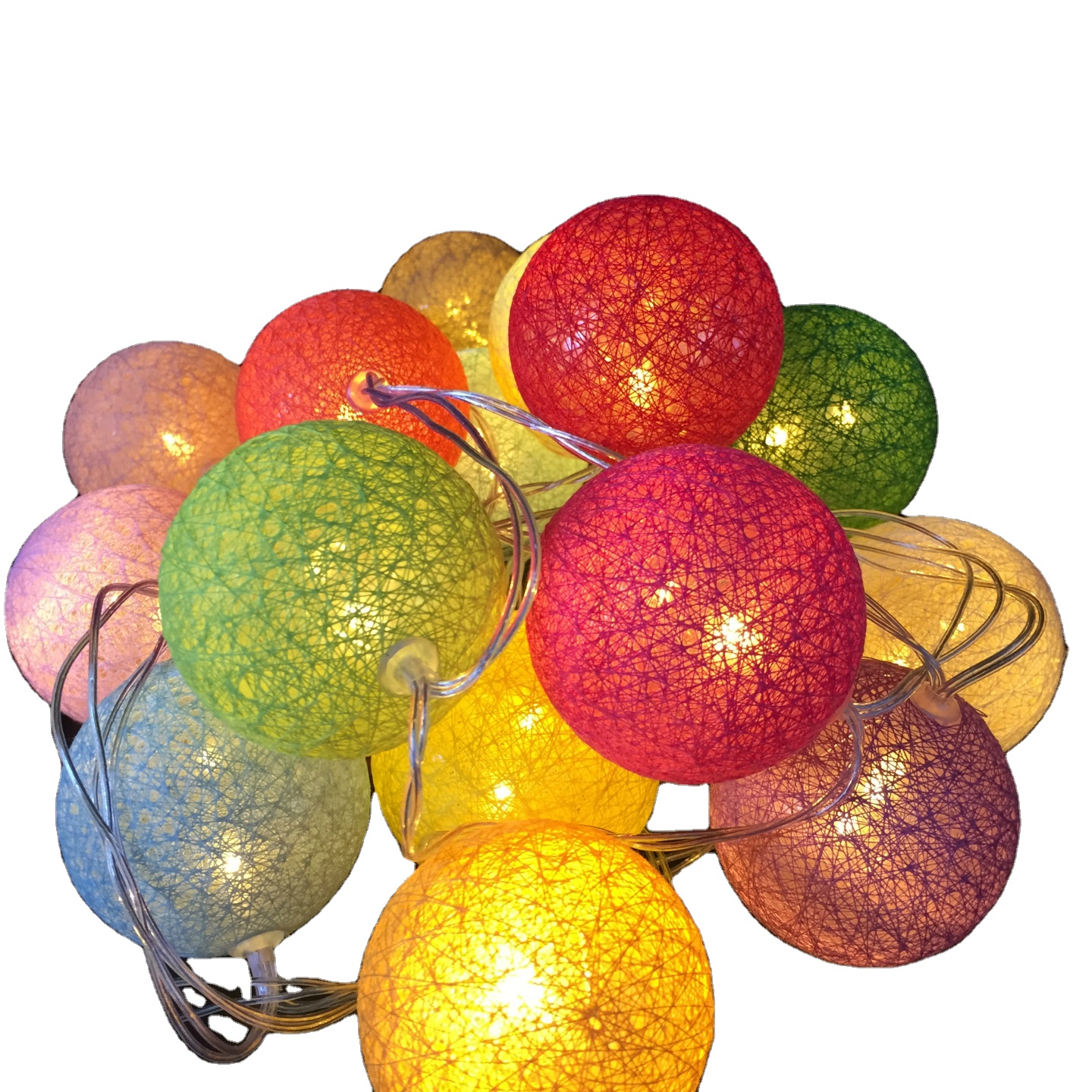 Hot selling Thai yarn ball hollow cotton thread Christmas decoration colorful LED light string