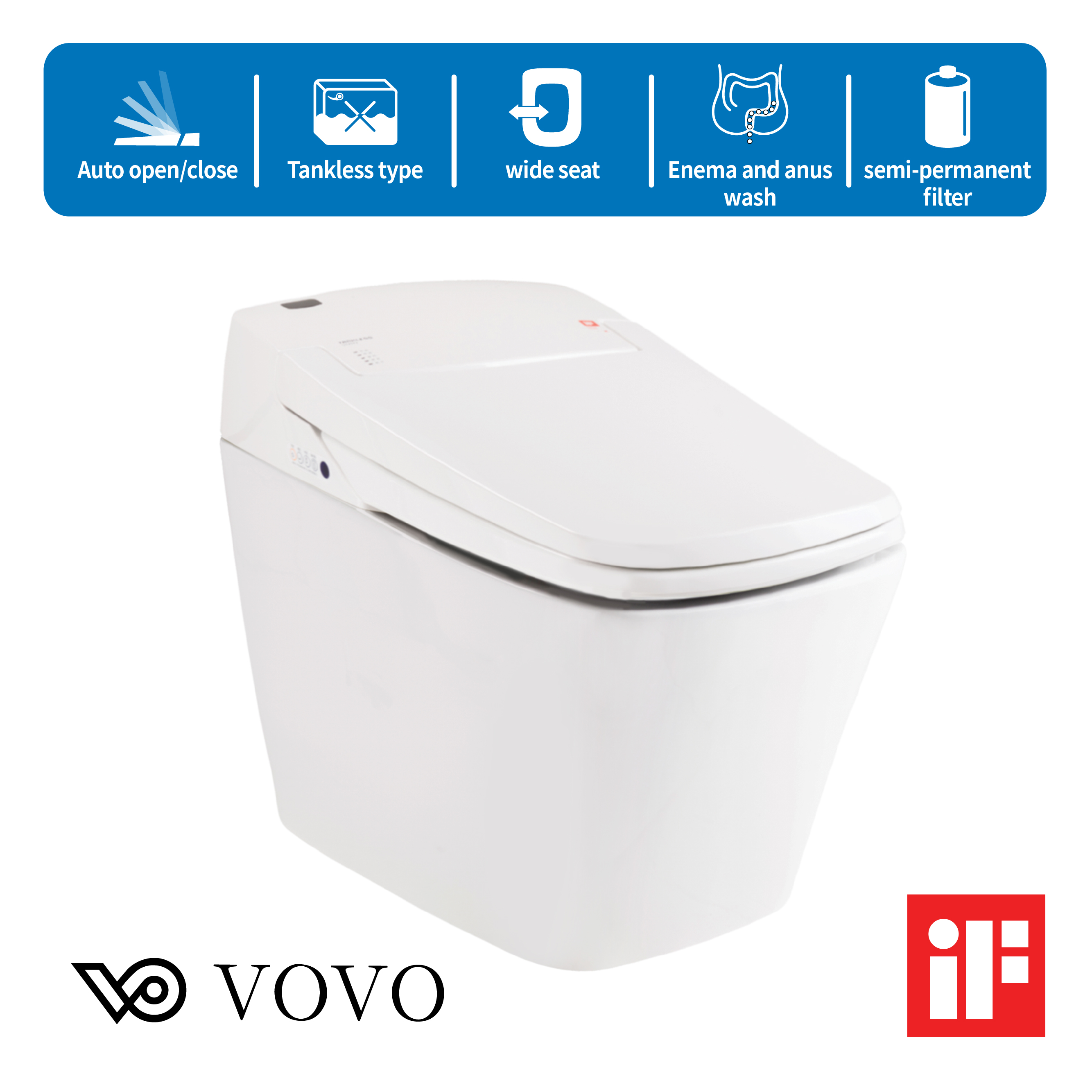 VOVO TCB080SL 2020 Экологичная светодиодная Ночная подсветка, гигиеническая, водосберегающая, Экологичная, теплая сушилка, умные интегрированные сиденья для унитаза и биде