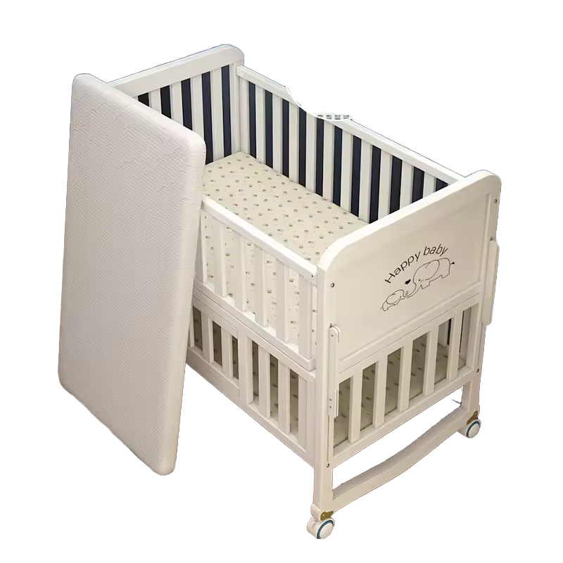 VSUCH European Style Multifunction Adjustable Solid Baby Cot Bed Comfortable Newborn Bed with Bedding Set for Baby and Children