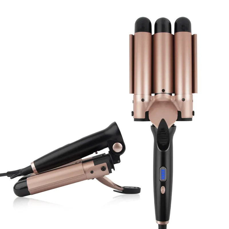Curling Iron Hair Curler 3 Barrel Hair Curling Curlers Iron Stylish Hair Waver With LCD Temperature Adjustable Ceramic Foldable Hair Styling Machine