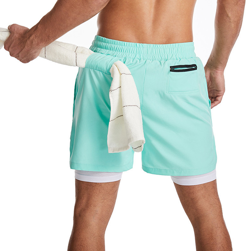 2021 NEW Running Shorts Men 2 In 1 Double-deck Quick Dry Sport Shorts Fitness Jogging Workout Shorts Men gym Sports Short Pants
