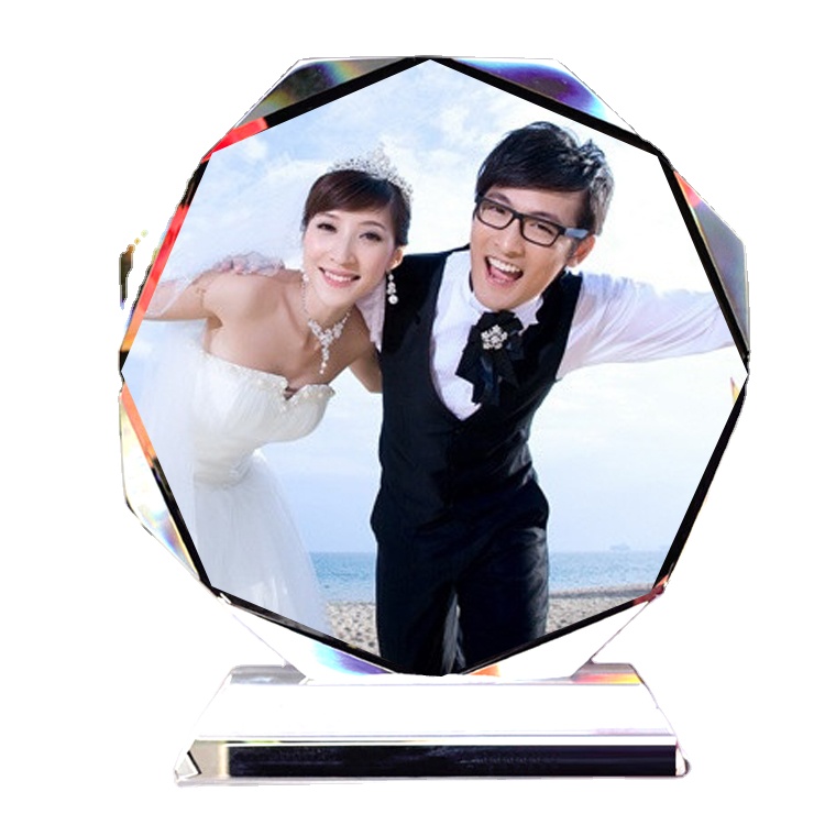 Wholesale sublimation blank crystal photo frame personalized custom wedding favors crystal glass photo frame for wedding gifts
