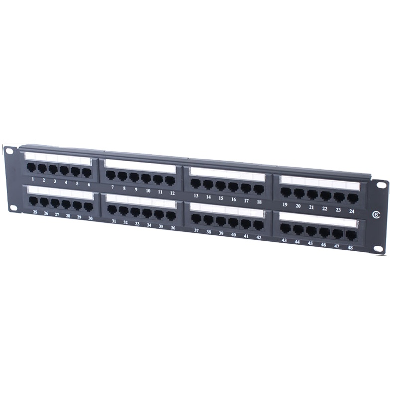 Оптовая продажа с фабрики 48 портовая коммутационная панель cat6 2U 19 дюймов утф коммутационная панель RJ45 Ethernet