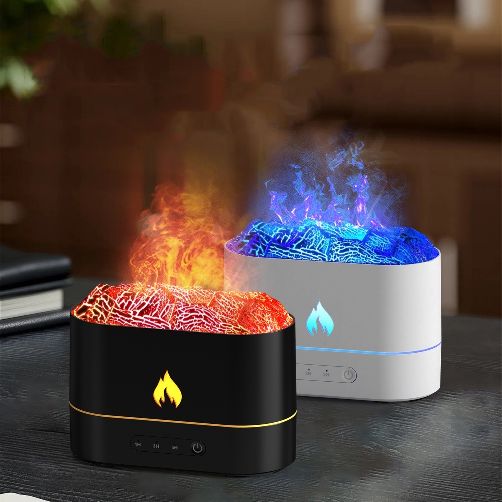 Hot Sale 250ml Simulated Fire Humidifier Usb Essential Oil Diffuser 3D Flame Aroma Diffuser With 7 led Light