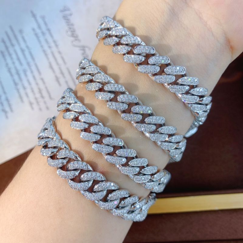 18 karat gold diamond bracelet, European and American fashion Cuban bracelet diamond tennis bracelet