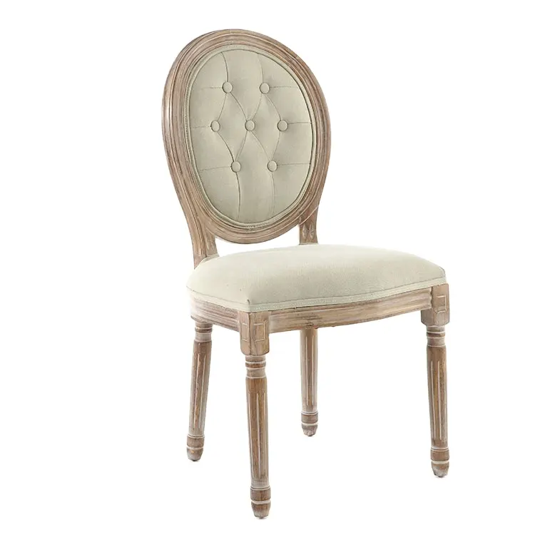 Louis Retro Style Buttons Canvas Chaise Luxury Italian Wood Classic Dining Chairs