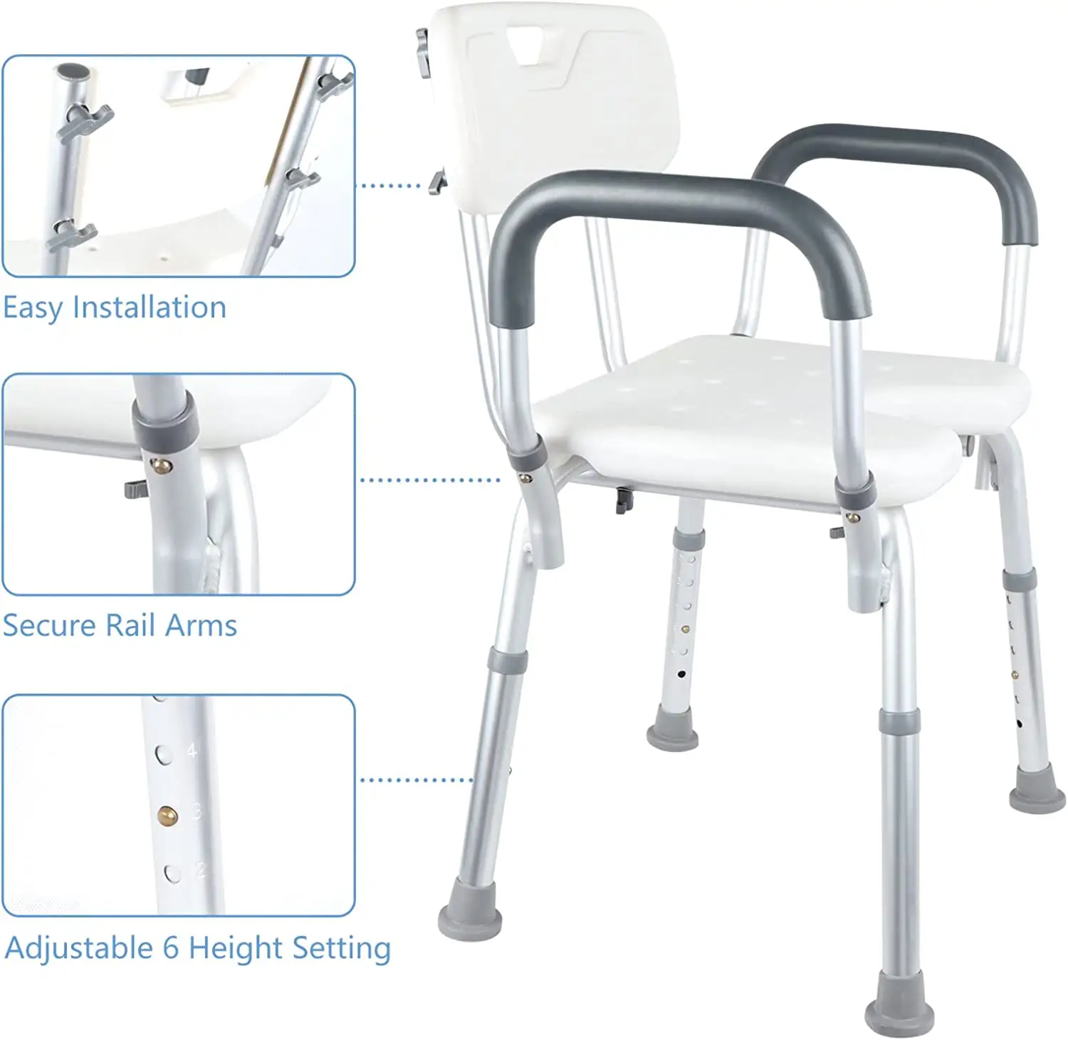 Medical Hospital Equipments Multifunctional Aluminum Shower Chair for Elderly