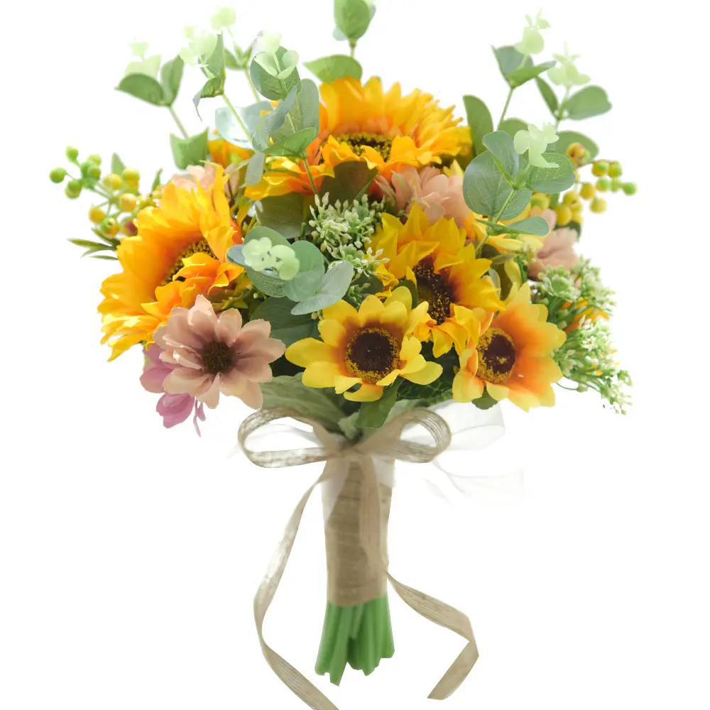 Artificial flower sunflower wedding bouquet wedding bride holding Christmas gifts