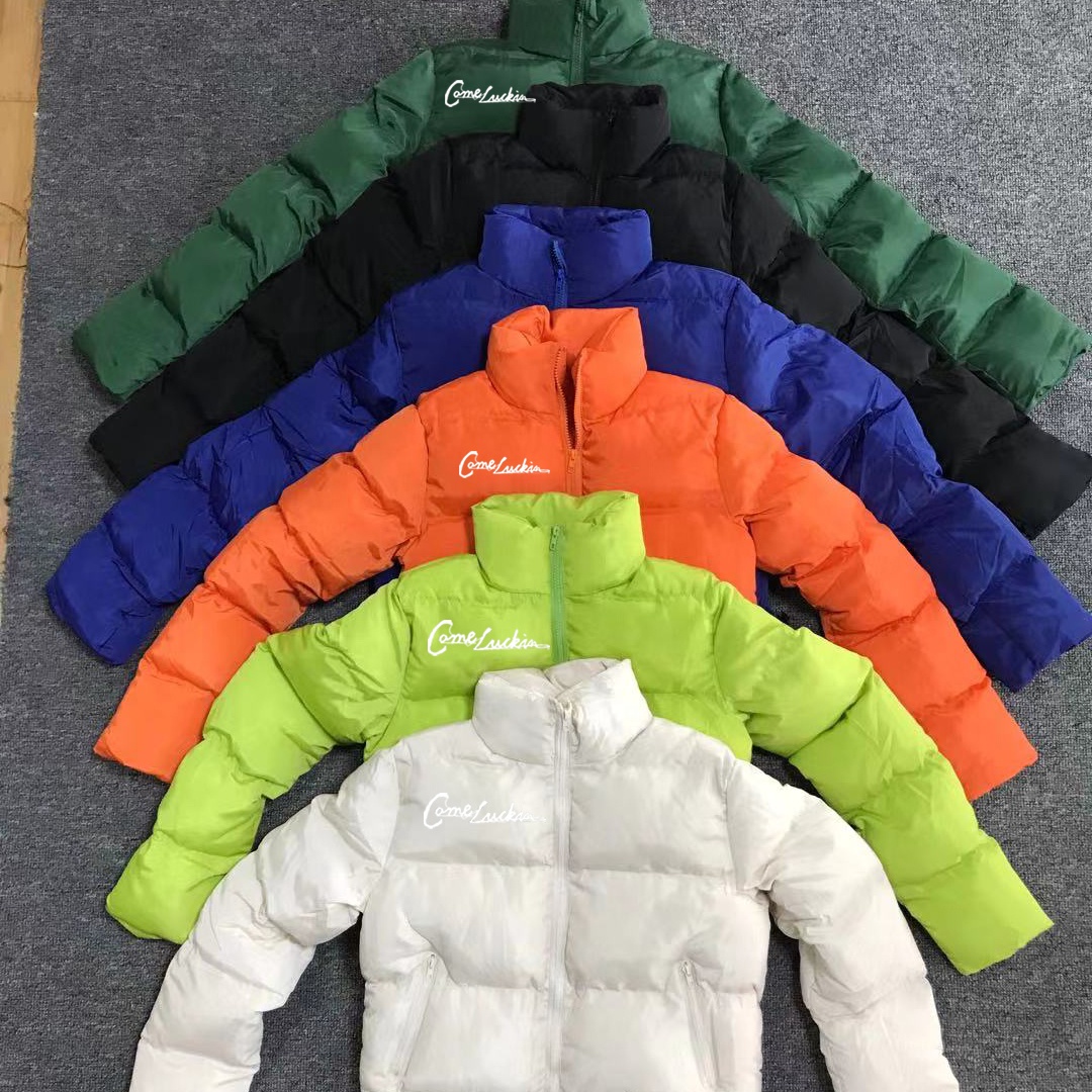Custom logo jackets for women 2021 Blank Puffer Down Jacket Puffy Short Crop Bubble Coat For Lady